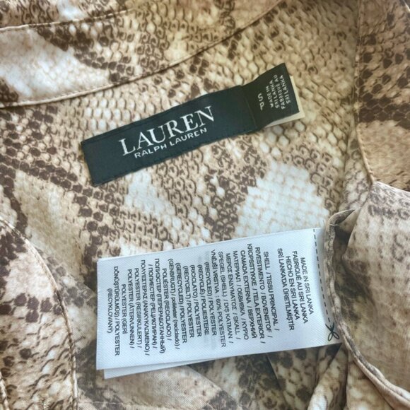 LAUREN RALPH LAUREN BLOUSE SZ S SNAKESKIN PRINT CHARMEUSE VERSATIL SOPHISTICATED - Picture 4 of 16